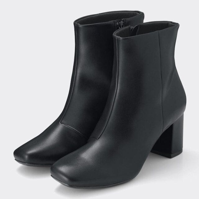 GU　2023秋冬ショートブーツ　高見え　スクエアトゥブーツ