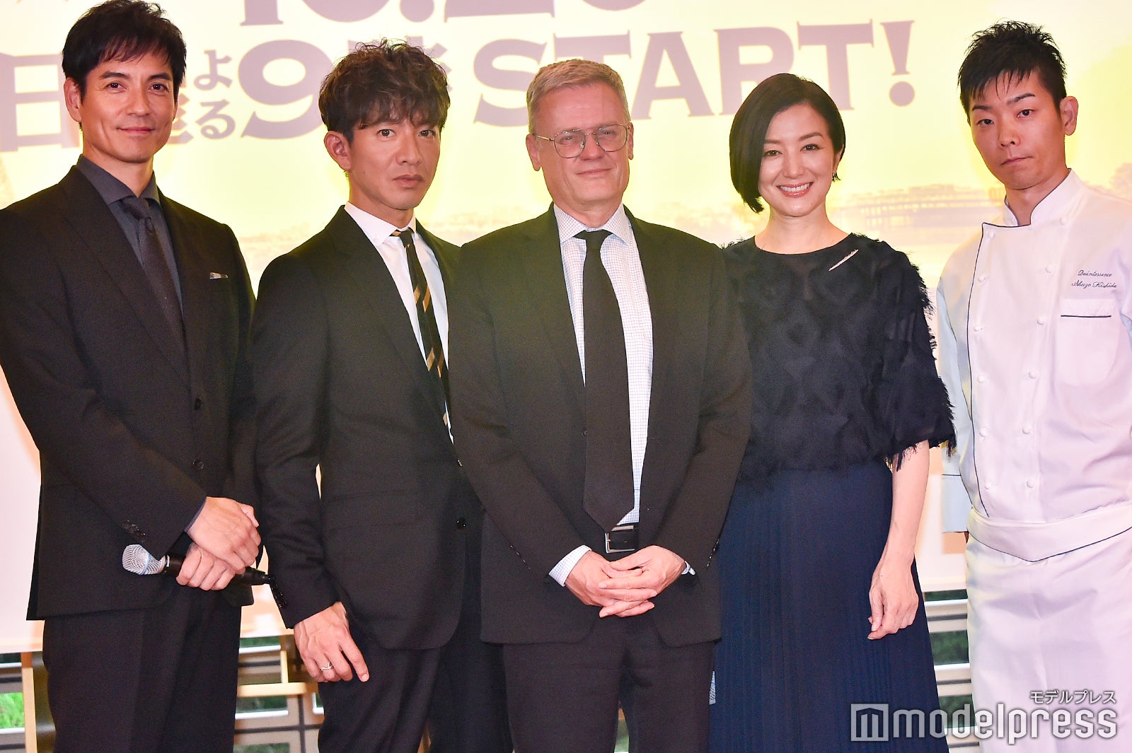 沢村一樹、木村拓哉、ローラン・ピック駐日フランス大使、鈴木京香、フレンチレストラン「カンテサンス」シェフ岸田周三さん （C）モデルプレス