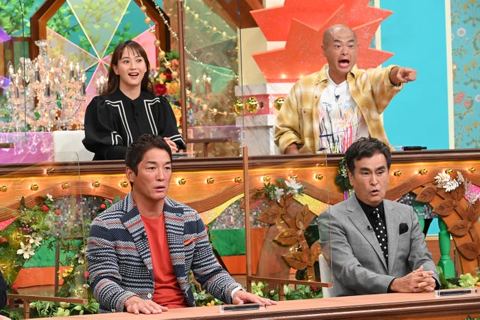 (上段左から)藤本美貴、あばれる君(下段左から)長嶋一茂、石原良純 (C)テレビ朝日