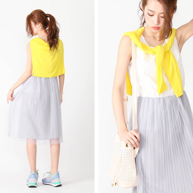 チュールプリーツドッキングワンピース「salus」2,900円(税込3,132円)