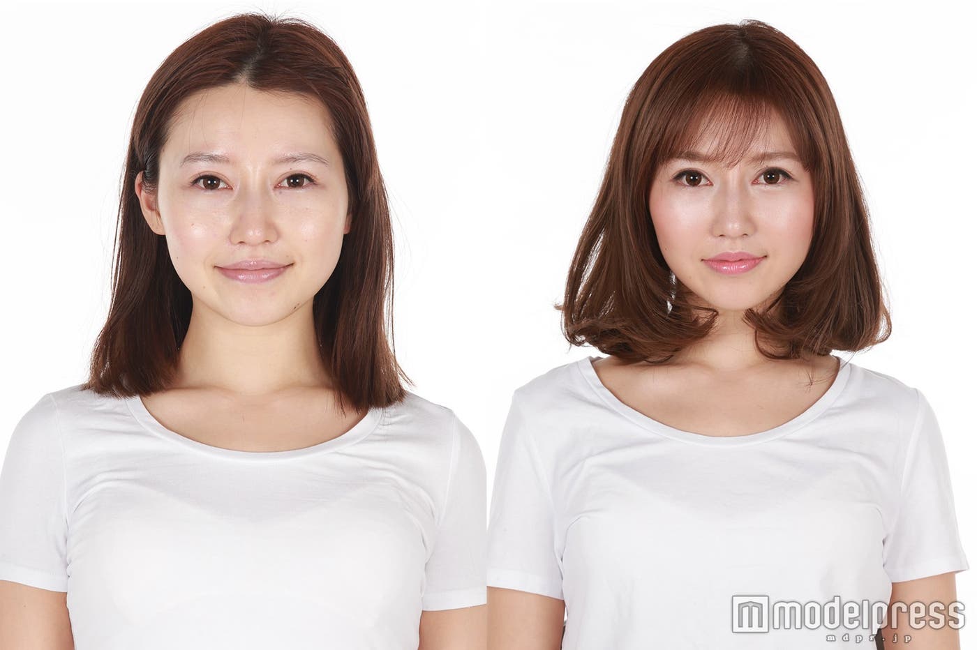 河崎杏奈さんの整形後のすっぴん(左)&メイク(右)