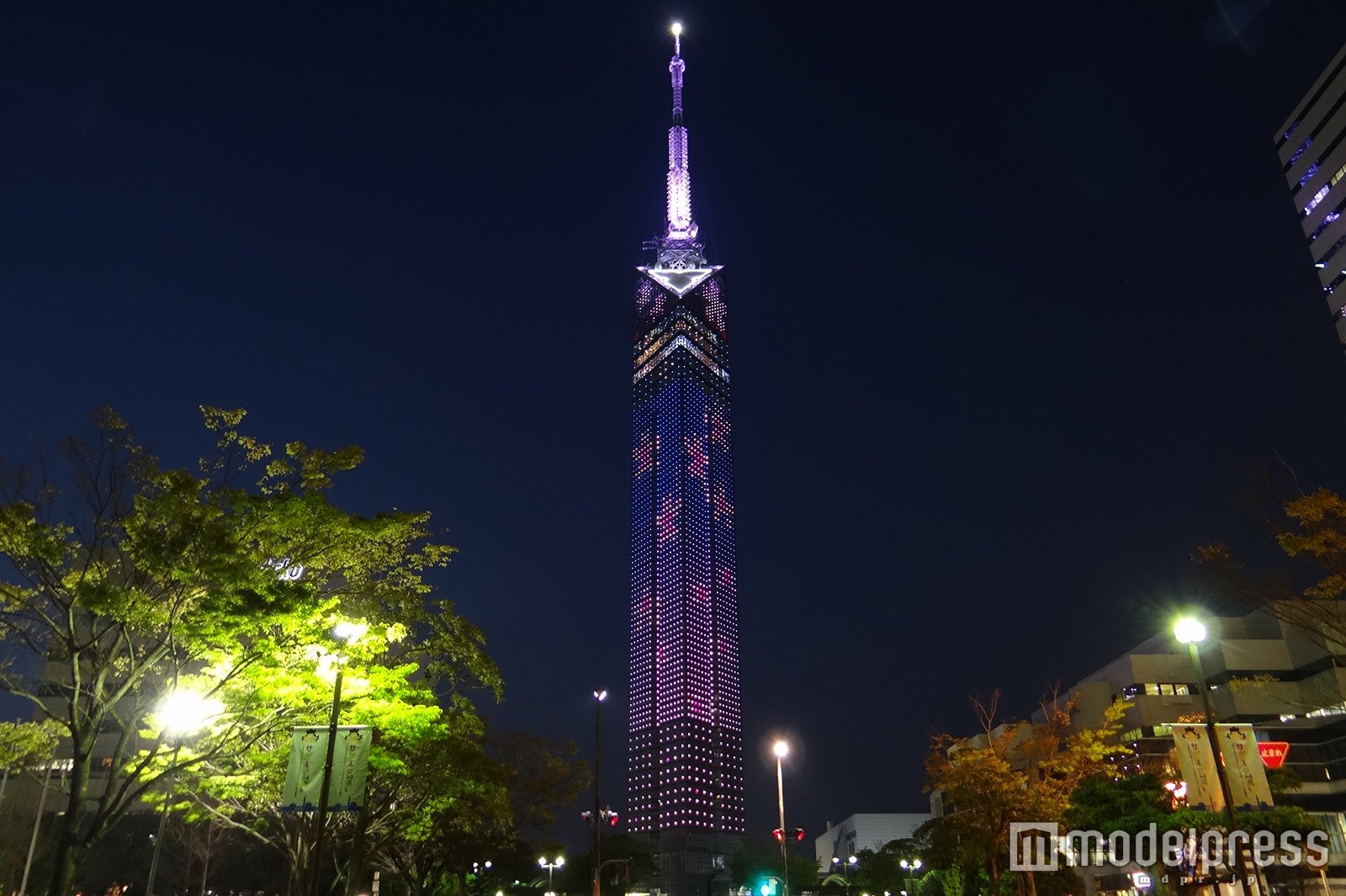 桜イルミが舞う福岡タワー／画像提供：福岡タワー