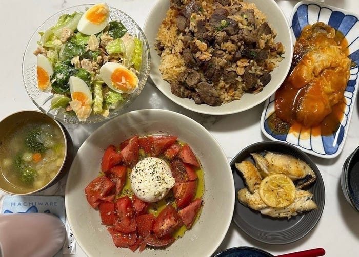 実際の手料理(提供写真)