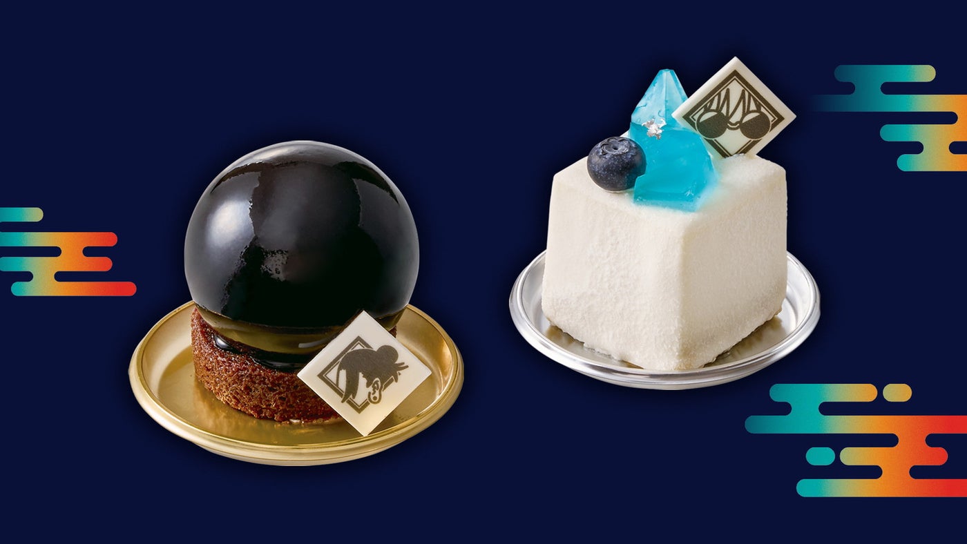 左：「夏油 傑のムース ～チョコレート＆オレンジ～」 右：「五条 悟のムース ～ヨーグルト＆ブルーベリー～」／画像提供：ユー・エス・ジェイ