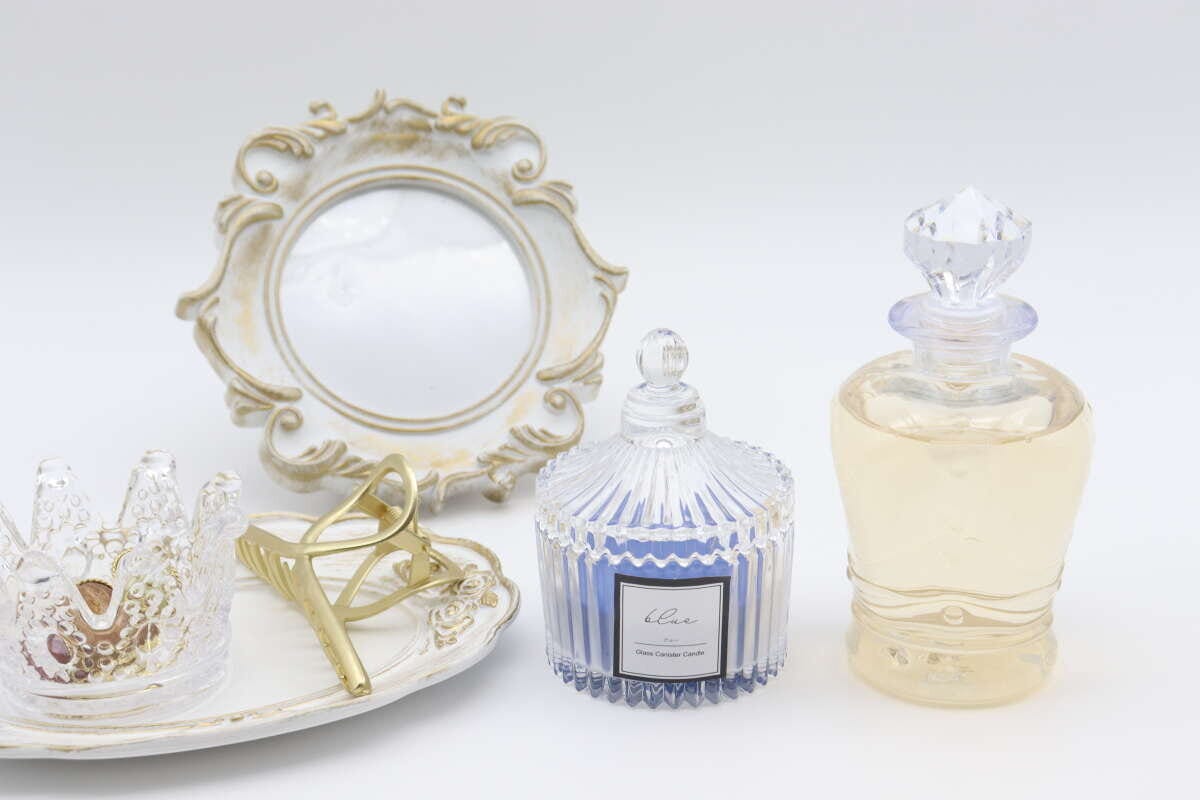 ガラスキャニスターキャンドル(ブルー) インテリア ガラスキャニスターキャンドル(ブルー) インテリア