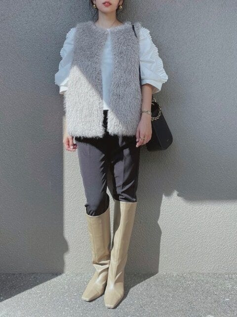 ボリューム袖ブラウス　コーデ　秋