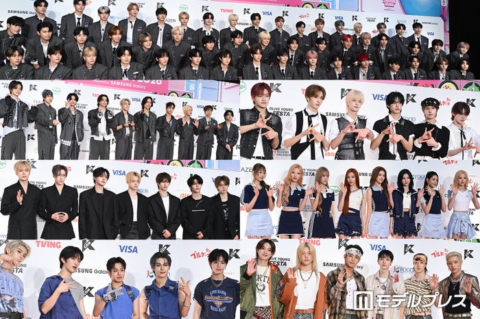 （上から時計回りに）「PRODUCE 101 JAPAN 新世界」練習生、TWS、Hearts2Hearts、P1Harmony、EVNNE、ALPHA DRIVE ONE、INI（C）モデルプレス