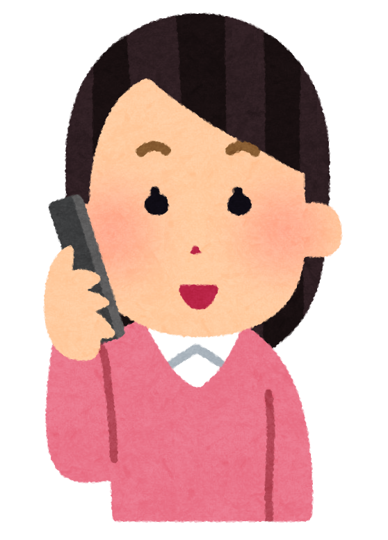 いろいろな表情の電話をする人のイラスト（女性）