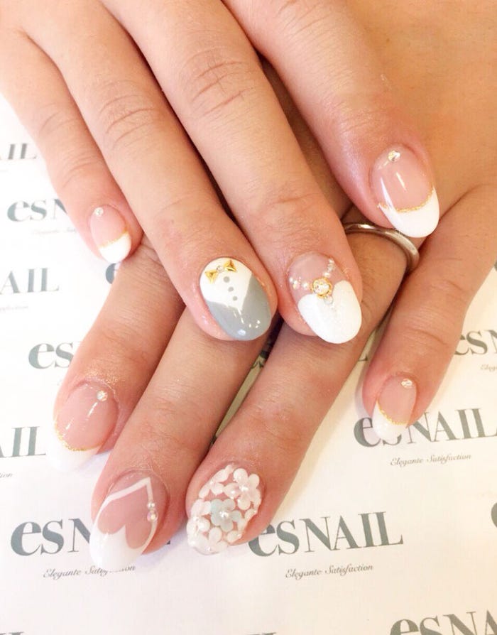 ウェディング感溢れる幸せネイル(画像提供:esNAIL)