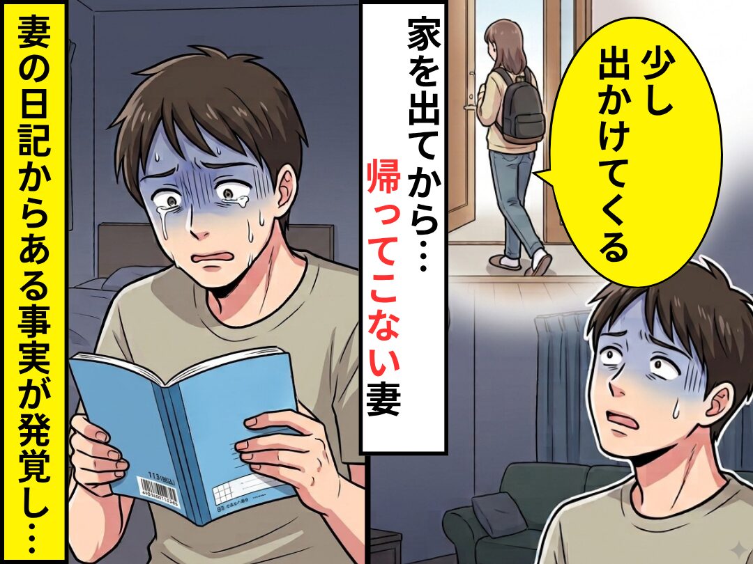 「少し出かけてくる」そこから帰ってこない妻！？しかし数時間後⇒妻の日記からある【事実】が発覚した話