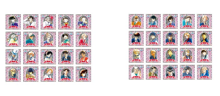 ラメステッカーA(ランダム20種)、ラメステッカーB(ランダム20種)「名探偵コナン 連載30周年記念カフェ」(C)青山剛昌/小学館