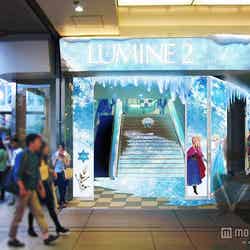 「アナ雪」のイルミが登場　氷と雪、幻想的な魔法の世界に包まれる／ルミネ新宿、装飾イメージ（C）Disney【モデルプレス】
