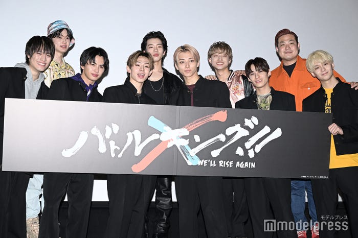 ONE N' ONLY&BUDDiiS(前段左から)KENSHIN、NAOYA、EIKU、HAYATO、TETTA、REI(後段左から)FUMINORI、SHOOT、FUMIYA、瀧川元気監督 (C)モデルプレス