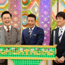 （左から）有田哲平、上田晋也、林修（C）テレビ朝日