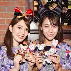 ぬいぐるみバッジ（各¥2,000）／モデル：（左から）松田佳奈子、山本沙樹（C）モデルプレス（C）Disney