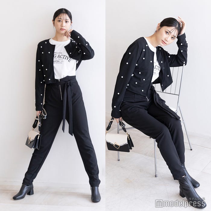 ロングTシャツ¥1,268、ジャケット¥1,413、パンツ¥1,418、ブーツ¥2,740、バッグ¥1,556/オールアイテム:「SHEIN」(C)モデルプレス