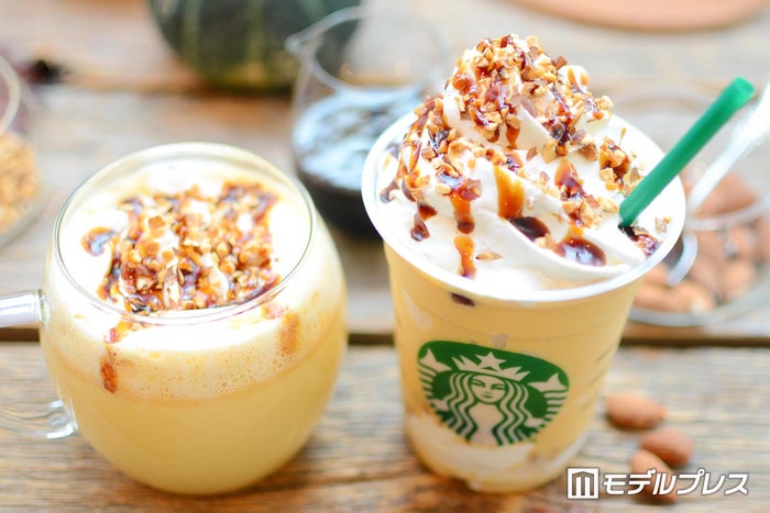 トップにはホイップクリーム×アーモンド×カラメルソース （C）ビューティーガール