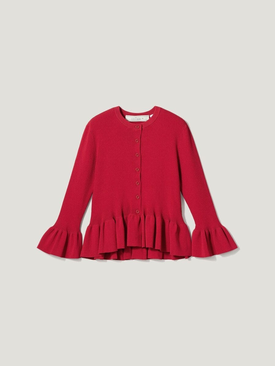 2026春gu大人女性おすすめリブフリルカーディガン