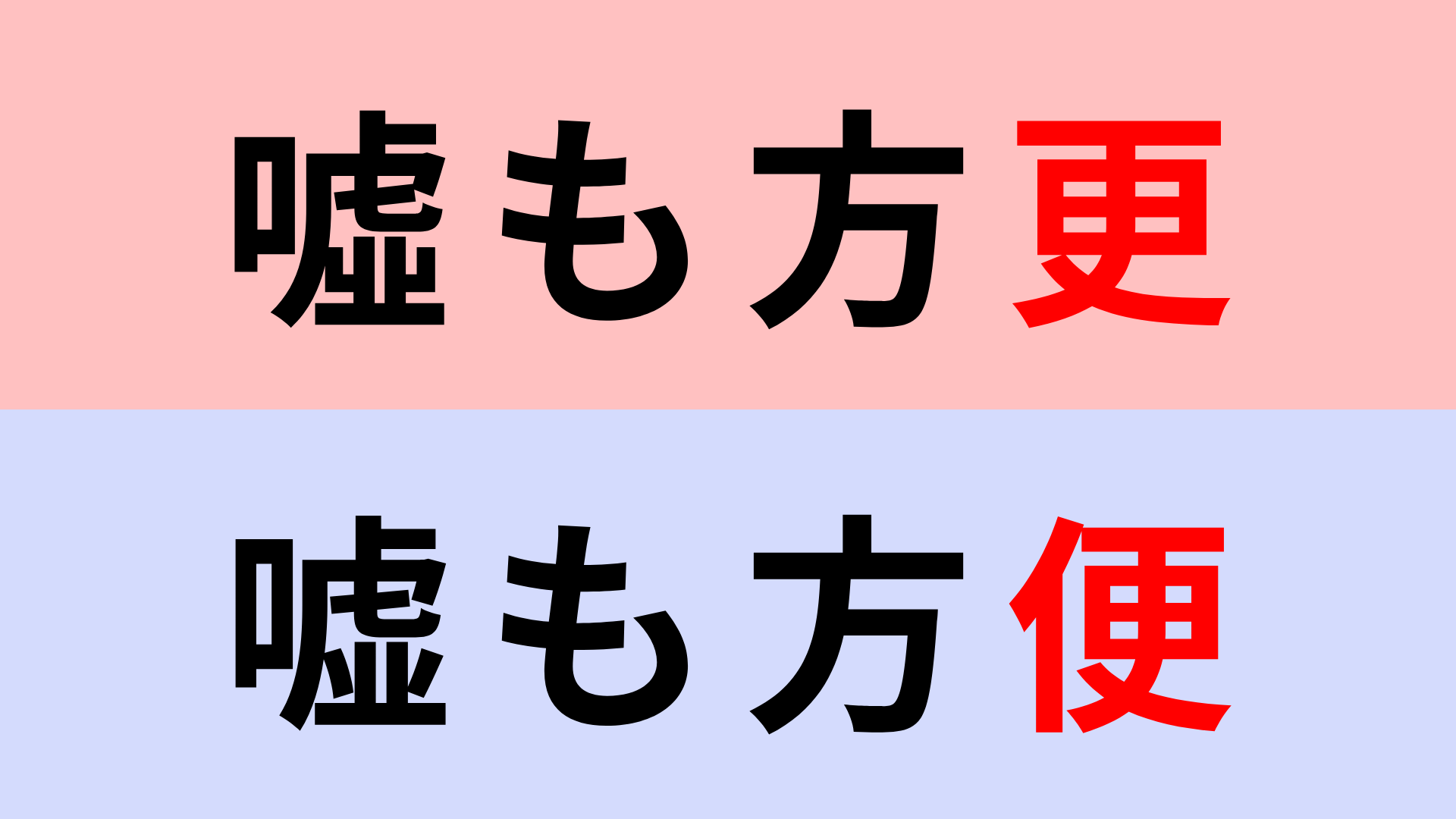 【漢字クイズ】「噓も方更」or「嘘も方便」どちらが正しい？落ち着いたら簡単に解ける問題...！