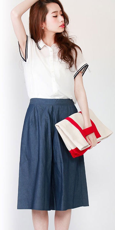 ミモレ丈デニムガウチョパンツ「salus」3,132円（税込）