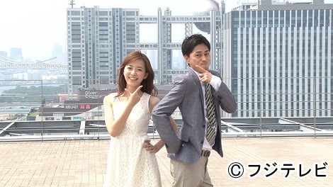 （左から）フジテレビアナウンサー内田嶺衣奈アナ、木村拓也アナ