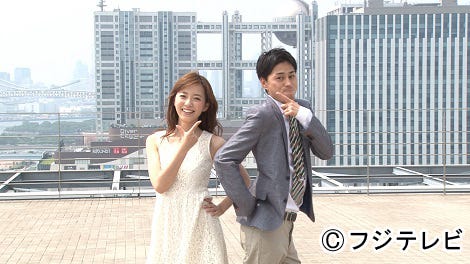 (左から)フジテレビアナウンサー内田嶺衣奈アナ、木村拓也アナ