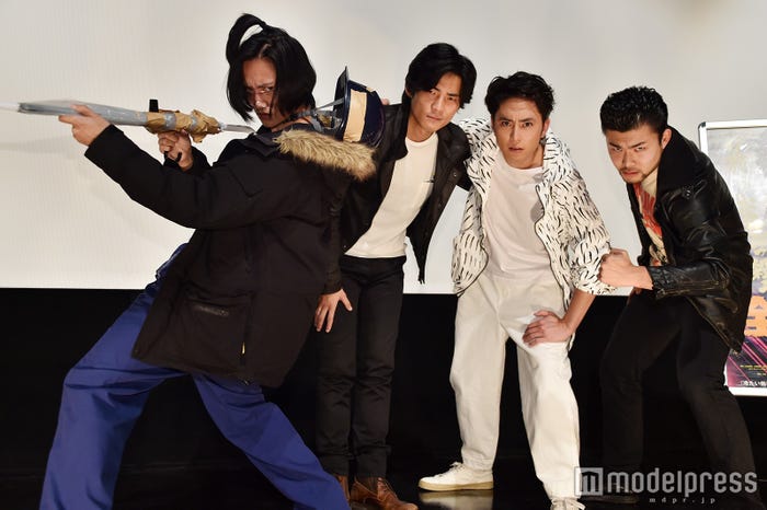 映画「全員死刑」(左から)藤原季節、毎熊克哉、間宮祥太朗、小林勇貴監督 (C)モデルプレス