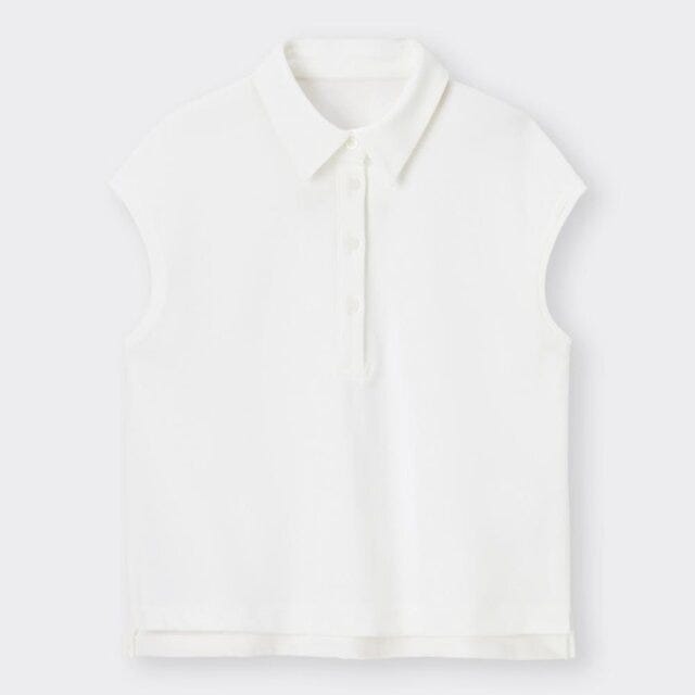 GU 白トップス 洗練アイテム GU 白トップス 洗練アイテム フレンチスリーブプルオーバーシャツ