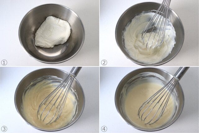 りんごのベイクドチーズ風ヨーグルトケーキ　レシピ　ヨーグルトケーキ生地を作る