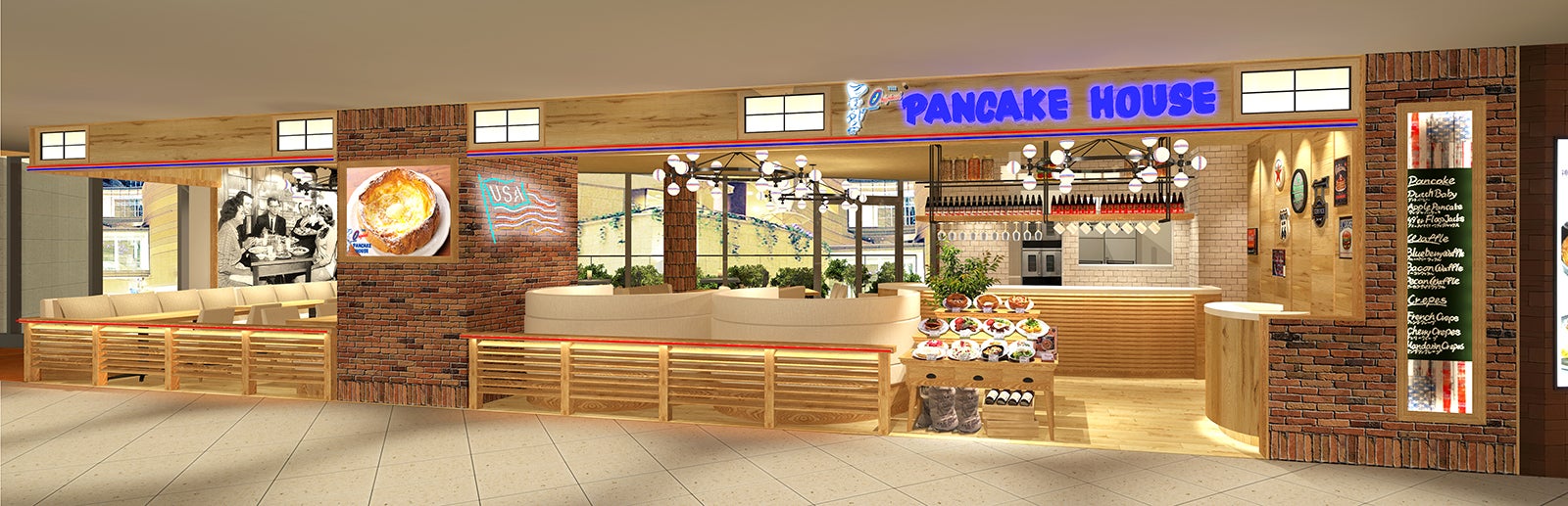 オリジナルパンケーキハウス なんばパークス店 外観イメージ／画像提供：KURA co.,ltd.、フークル株式会社