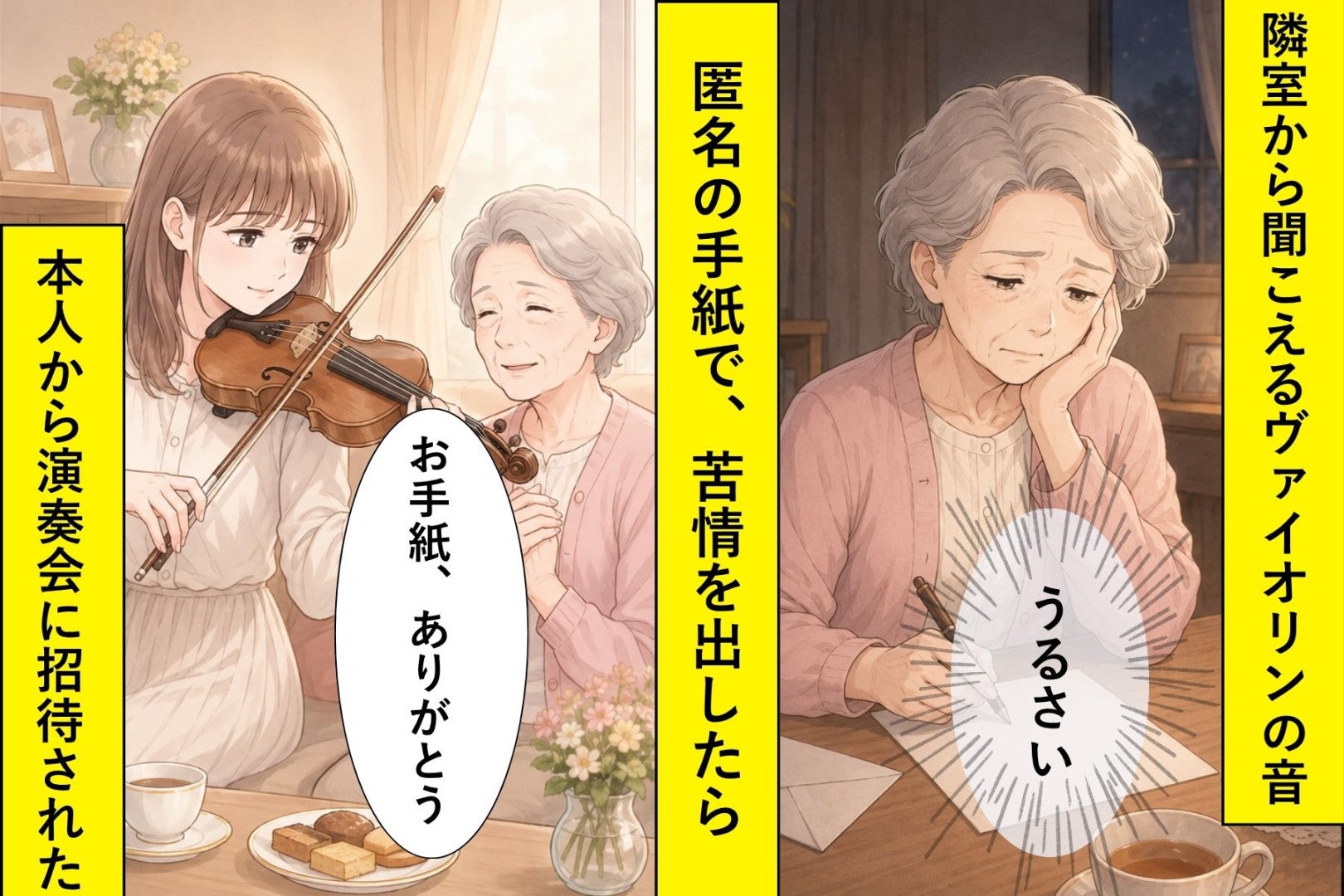 楽器がうるさいと匿名で苦情を出した私。届いた一通の招待状に、忘れていた音色が蘇った