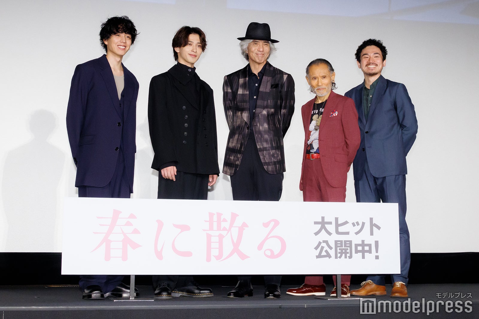 （左から）坂東龍汰、横浜流星、佐藤浩市、片岡鶴太郎、松浦慎一郎（C）モデルプレス