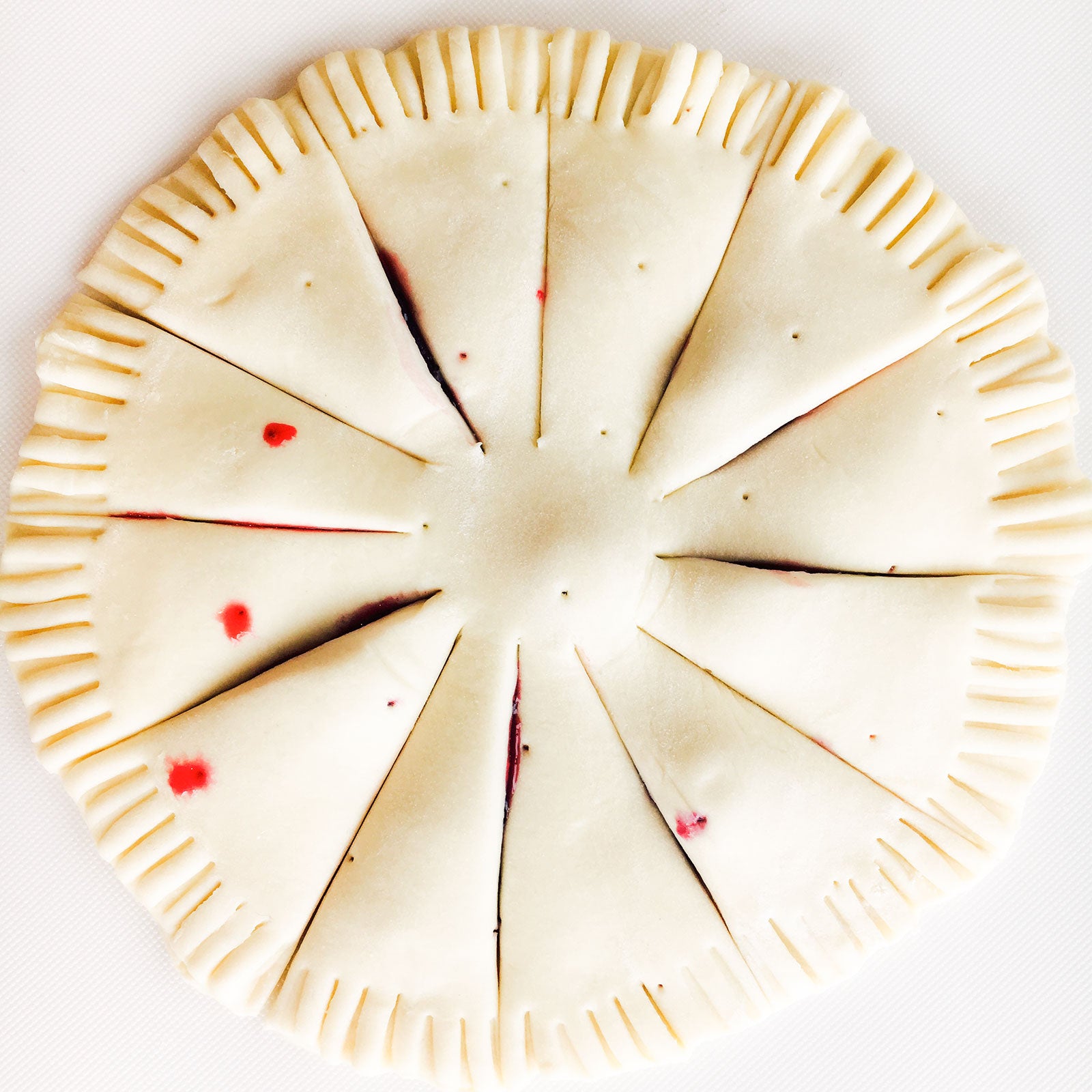 手順3：真ん中にセルクルをのせ、放射状に切り込みを入れる／画像提供：柏原歩