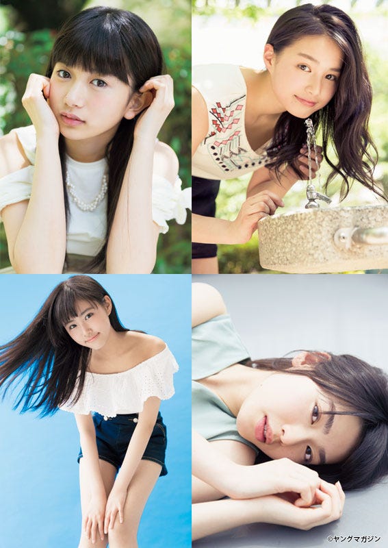 (上段左から時計回りに)黒川心、箭内夢菜、白石聖、原菜乃華(C)カノウリョウマ 関純一/ヤングマガジン