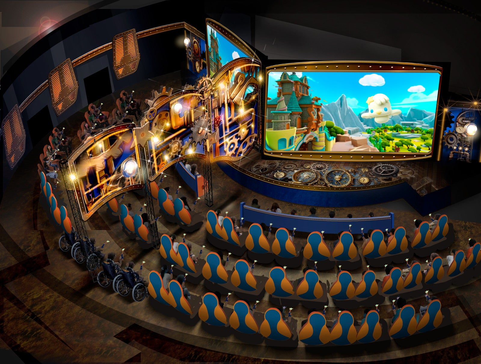 ピューロ、シナモロール主役の新アトラクションが誕生　“日本初”2画面シューティングシステム導入