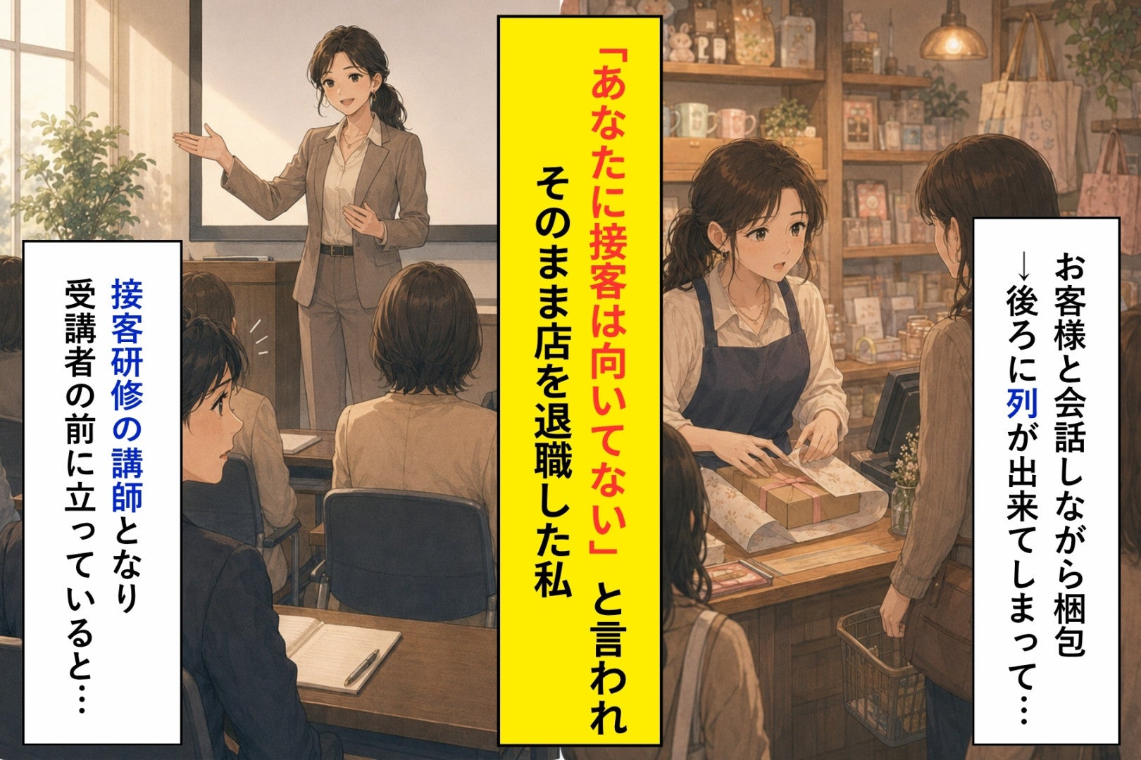１０年前に「あなたに接客は向いてない」と言われ店を辞めた私→研修の最後列に元店長がいました