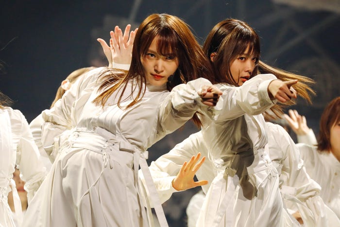 菅井友香、田村保乃「櫻坂46 デビューカウントダウンライブ!!」(撮影:上山陽介)