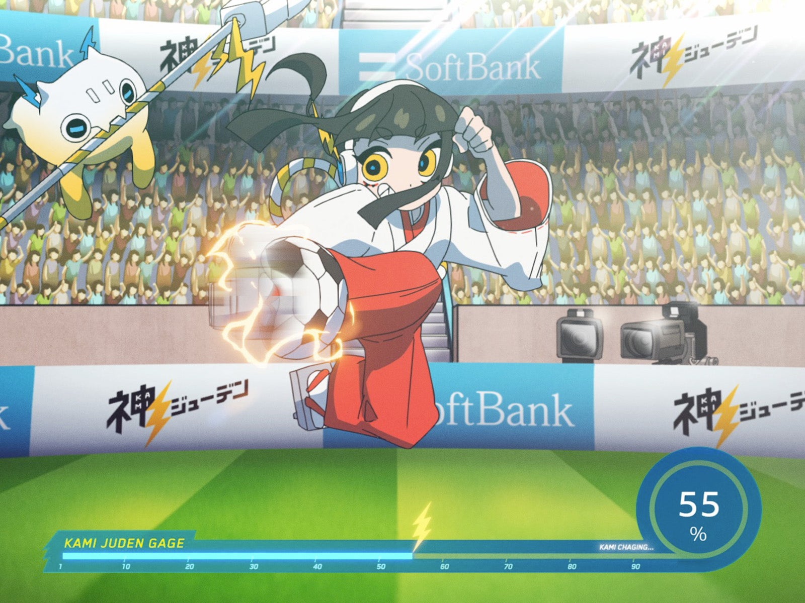 ソフトバンク新CM「神ジューデンガール」篇より（提供写真）