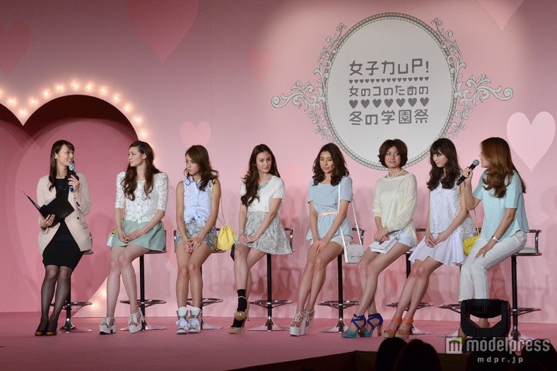 「オシャレを極める！ルミネファッション講座」（左から：本間智恵アナウンサー、ニコル、滝沢カレン、オードリー亜谷香、ラブリ、寺本愛美、大川藍）