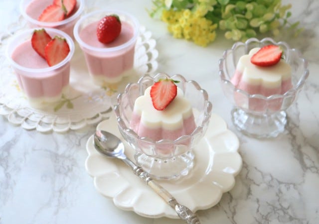 酸っぱいいちご救済レシピ ピンクが可愛い 簡単 苺ミルクプリン モデルプレス