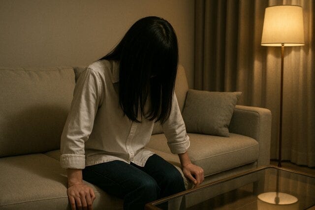 ホームステージング　怖い話　　揺れる女性