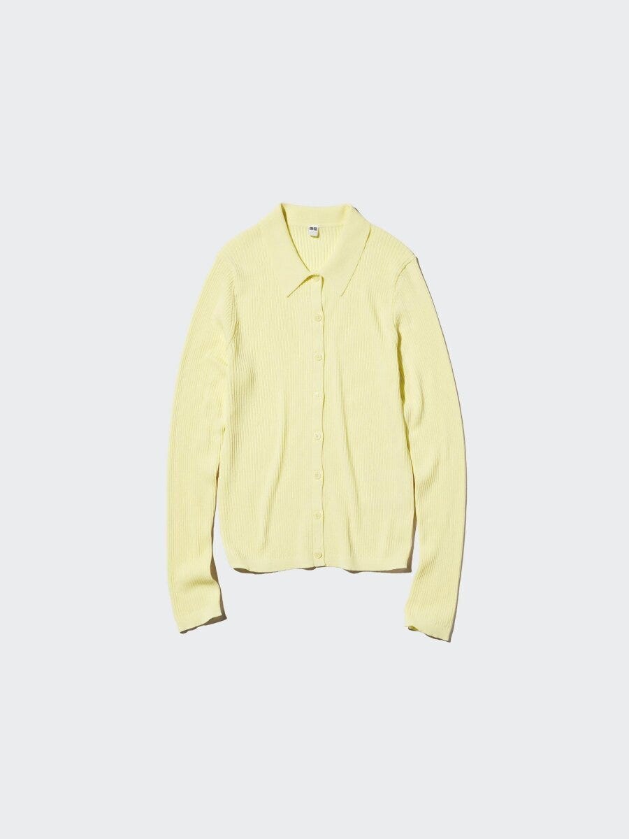 リブポロカーディガン 2026春ユニクロ大人女性おすすめリブポロカーディガン