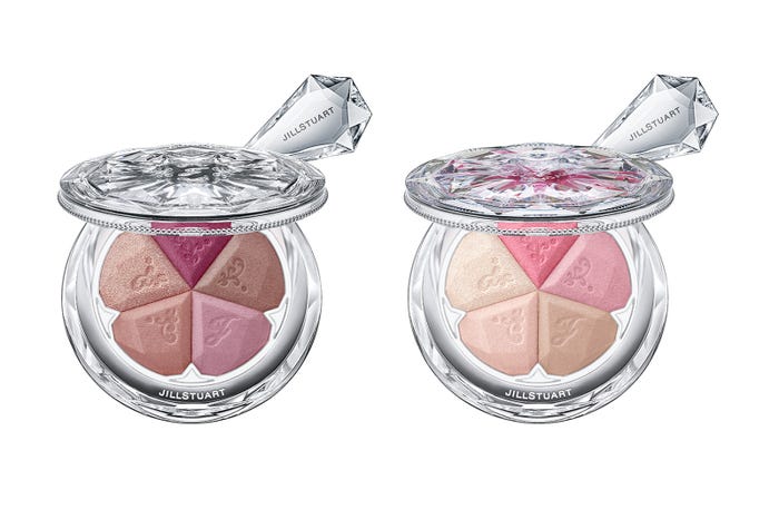 (左から)「ブルーム ミックスブラッシュ コンパクト 12 dressy viola」「ブルーム ミックスブラッシュ コンパクト ジュエル 13 baby peony」(C)JILL STUART Beauty