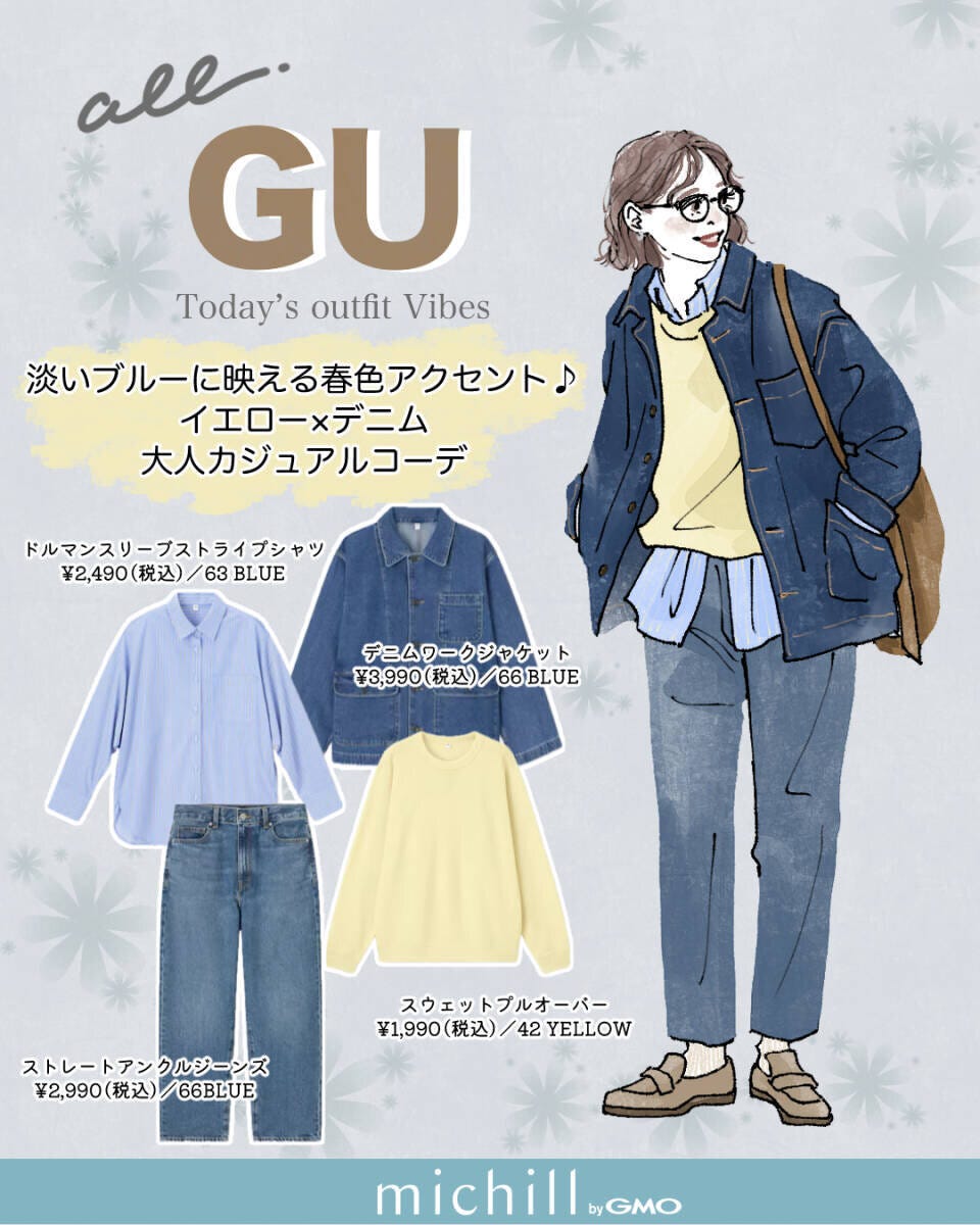 上下GU春色デニムコーデ 2026上下GU春色デニムコーデ