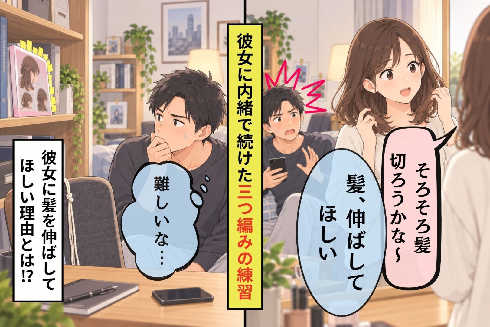 彼女のアルバムを見た日から、俺は椅子の背に毛糸を結んで練習していました
