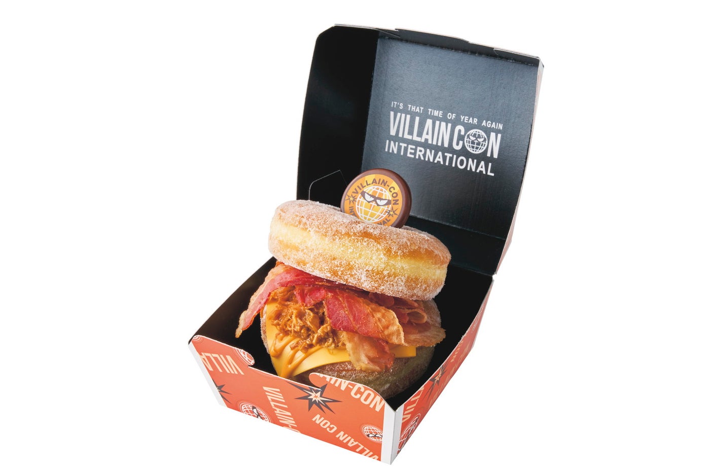 大悪党のためのドーナツ・バーガー～BBQ ポーク&amp;ベーコン～／画像提供:ユニバーサル・スタジオ・ジャパン
