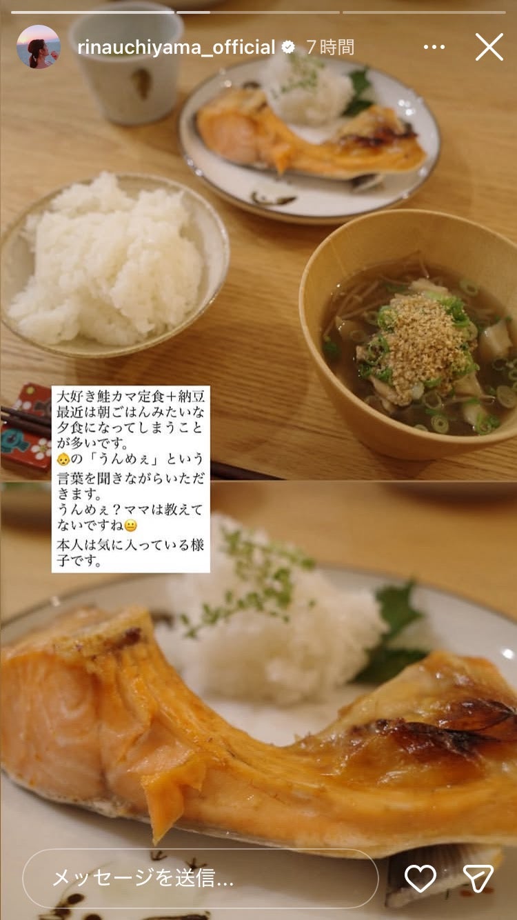 内山理名Instagramストーリーズより