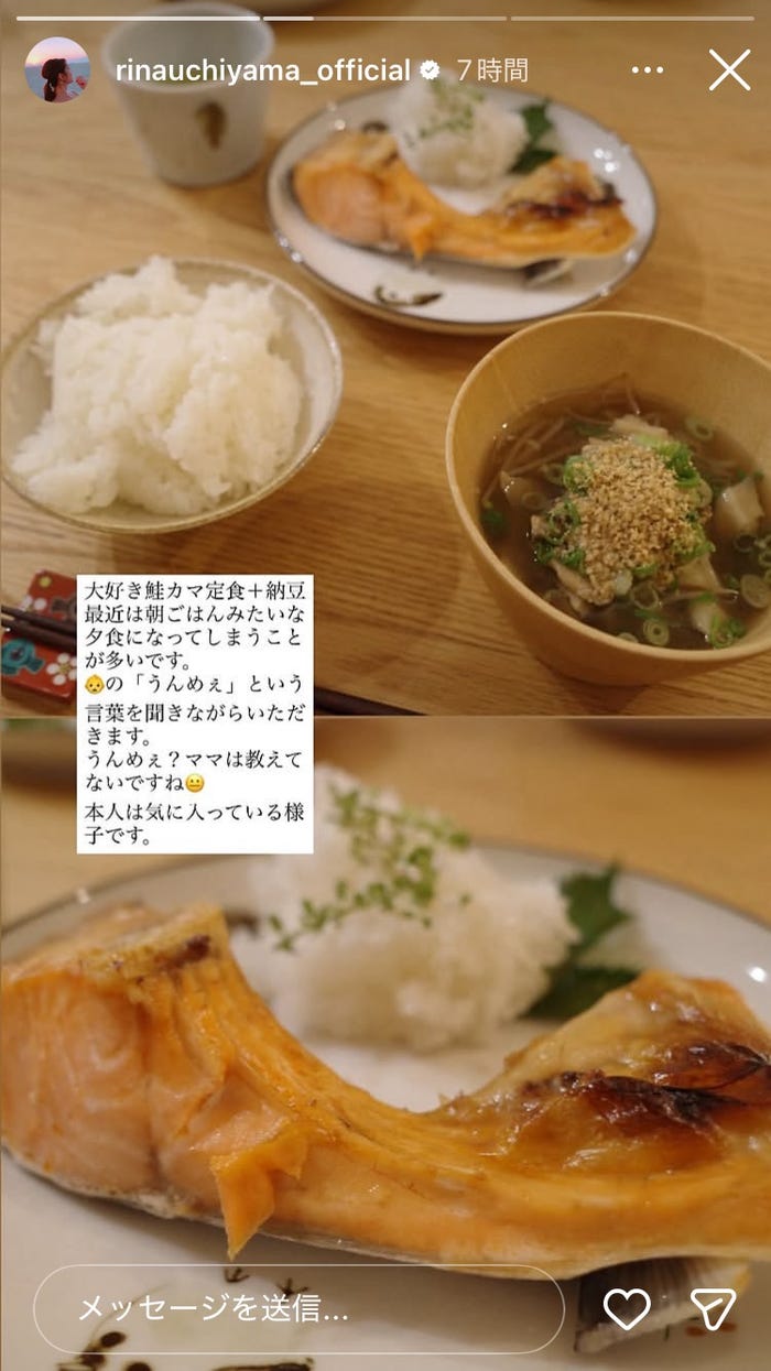 内山理名Instagramストーリーズより