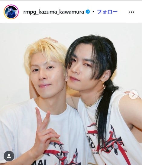 長谷川慎、ロングヘアの川村壱馬/川村壱馬Instagramより