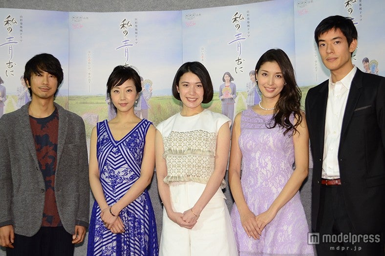 （左から）眞島秀和、木南晴夏、村上絵梨、橋本マナミ、中島歩